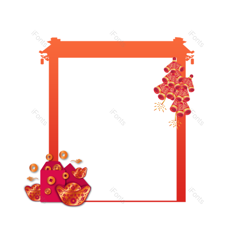 边框图片,装饰元素,春节PNG,鞭炮免抠素材